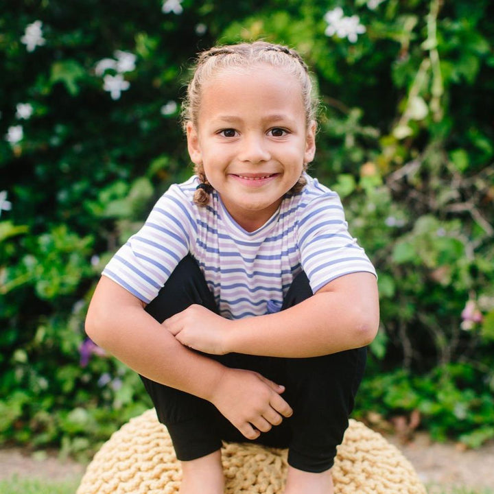 Crew Neck Tee - Purple/Orchid Stripe
