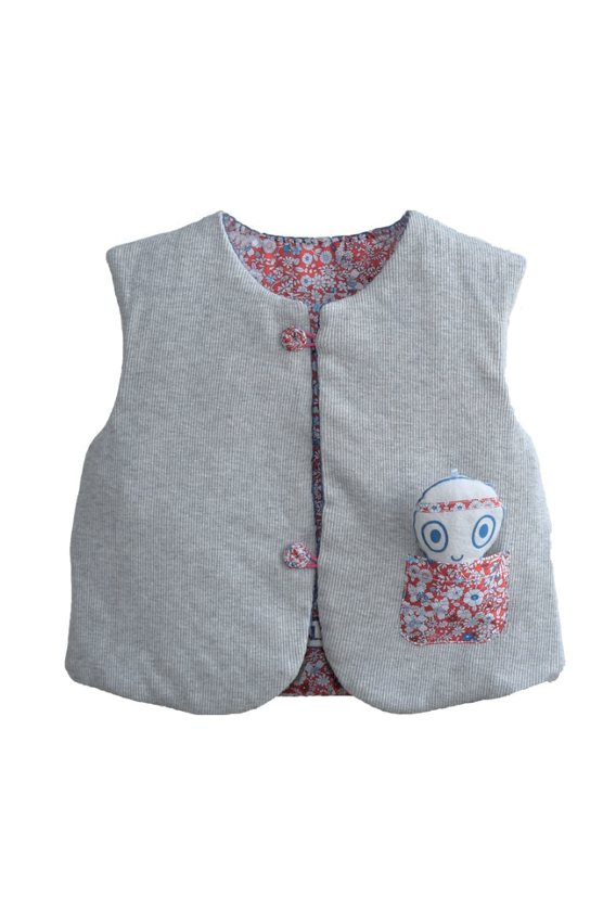 Sleeveless Kids Vest - Pomegranate & Almond