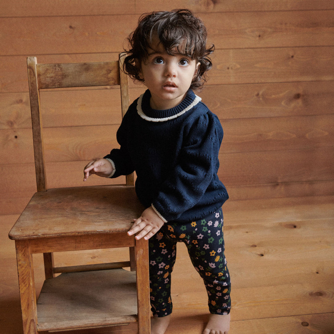 Long Sleeve Maeve Tee - Navy Pointelle