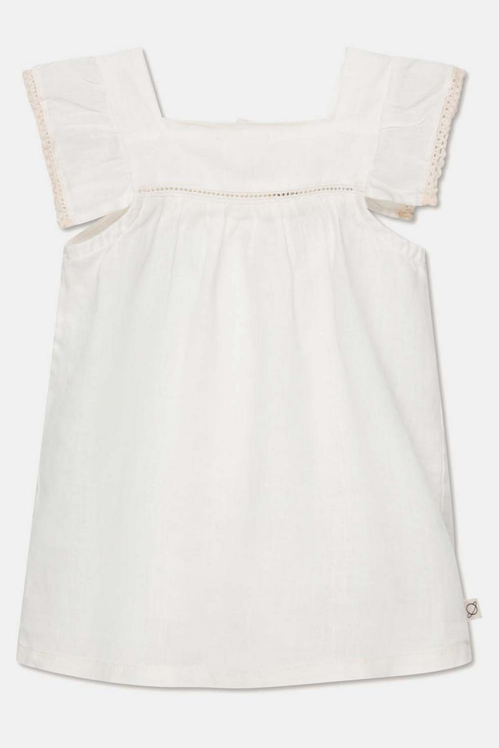 Linen lace baby dress - Ivory