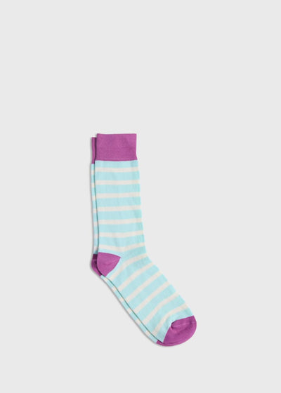 Cotton Two Color Stripe Sock - Mint