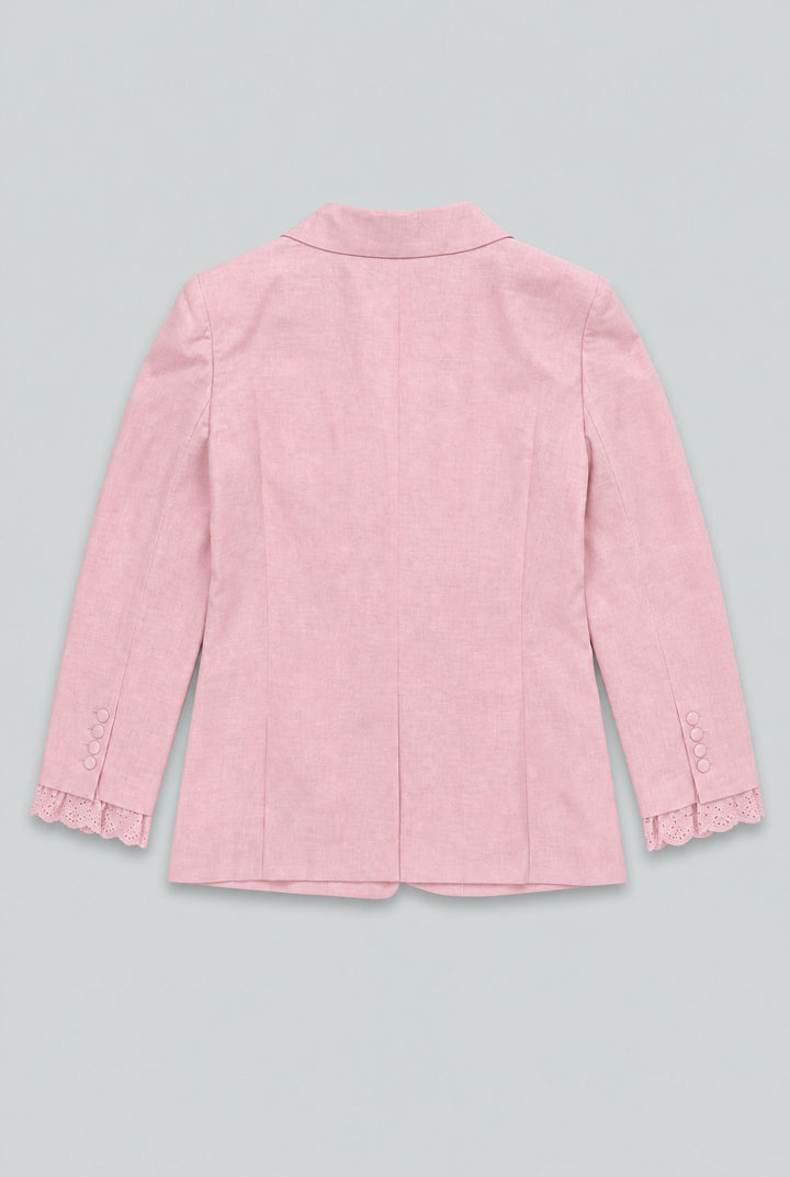 Blazer With Eyelet Cuffs - Pink