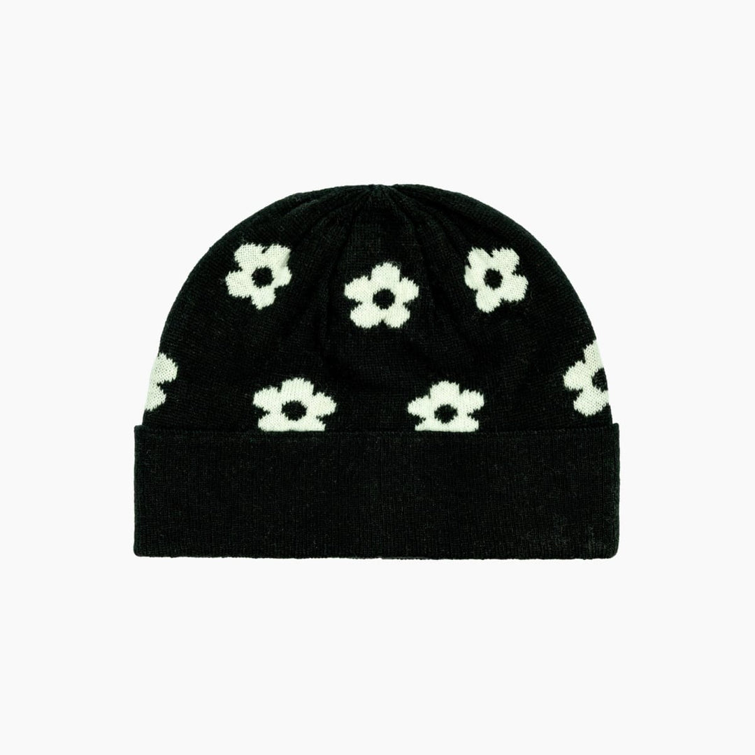 Beanie Flower Patch - Black