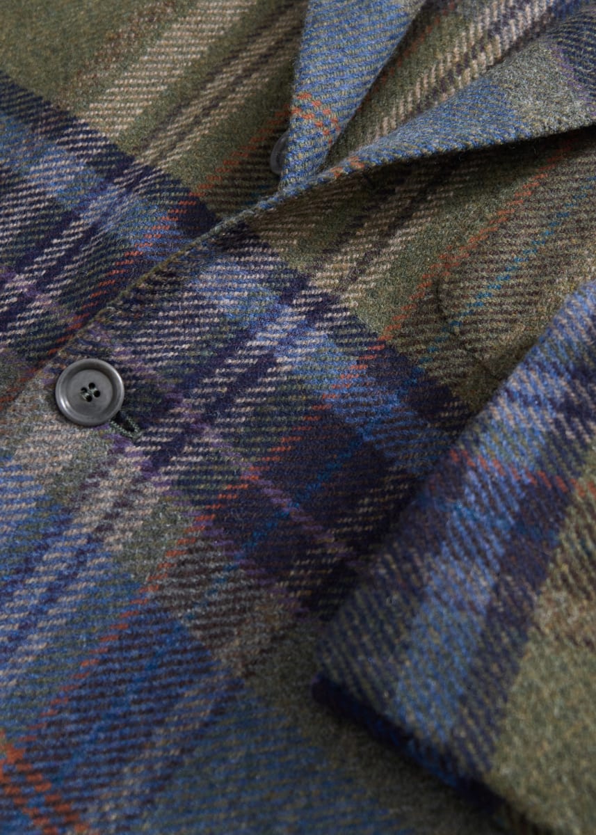 Phineas Cole Cashmere & Wool Oversize Plaid Jacket - Olive/Multi