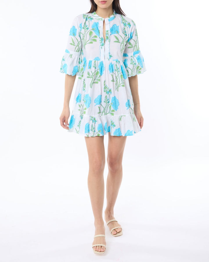 Mykonos Dress - Turquoise/White