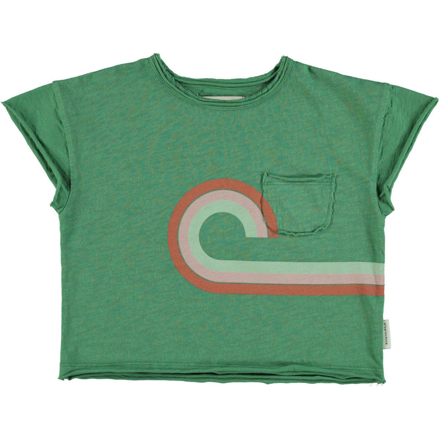 T-Shirt - Green w/Multicolor "At the Movies" Print Tops Piupiuchick 