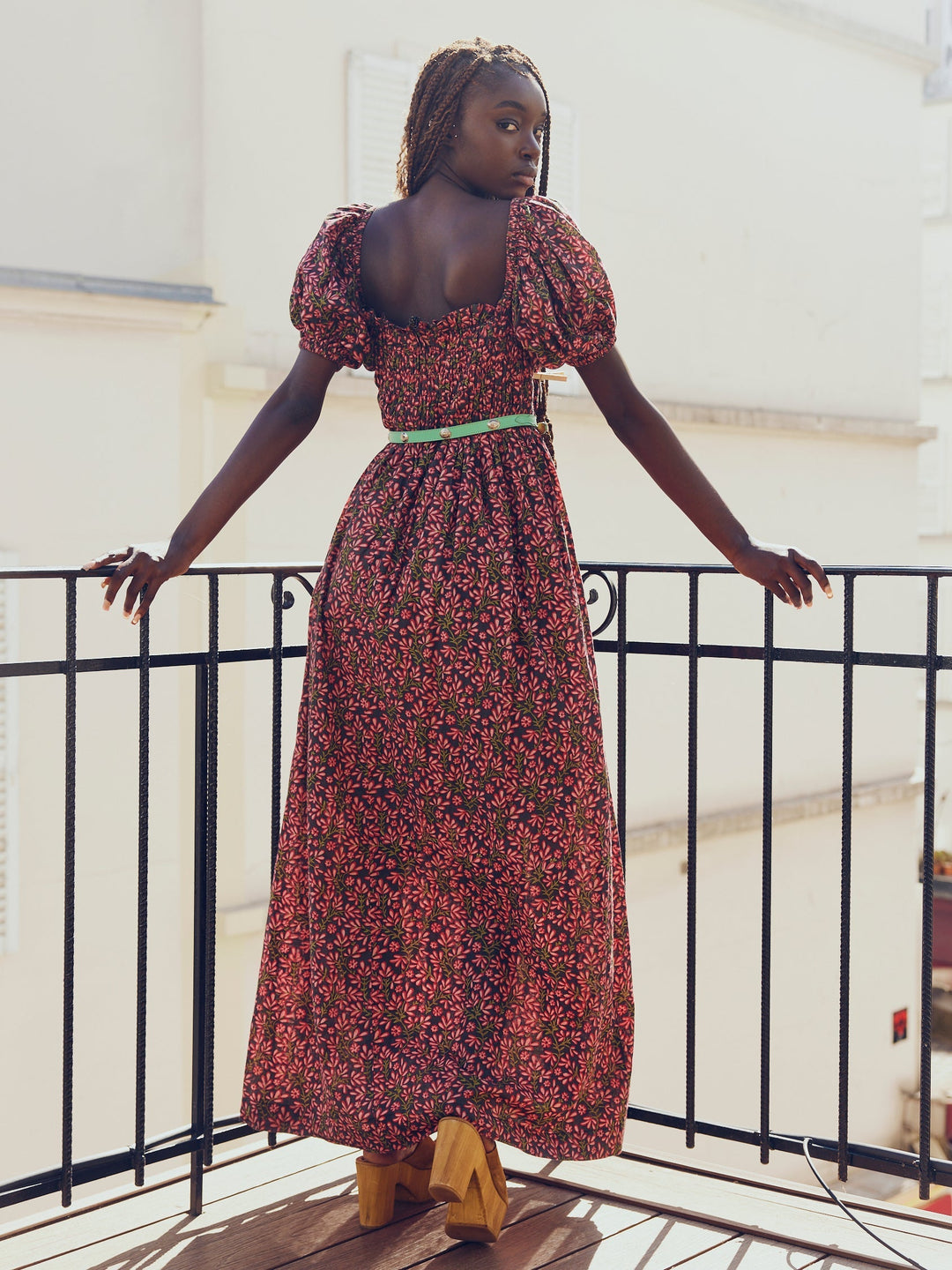 Aurora Puff Sleeve Maxi Dress - Faded Onyx/Light Ruby Floral