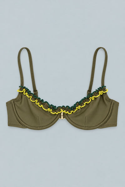 Daffodil Ruffle Bikini Top - Olive