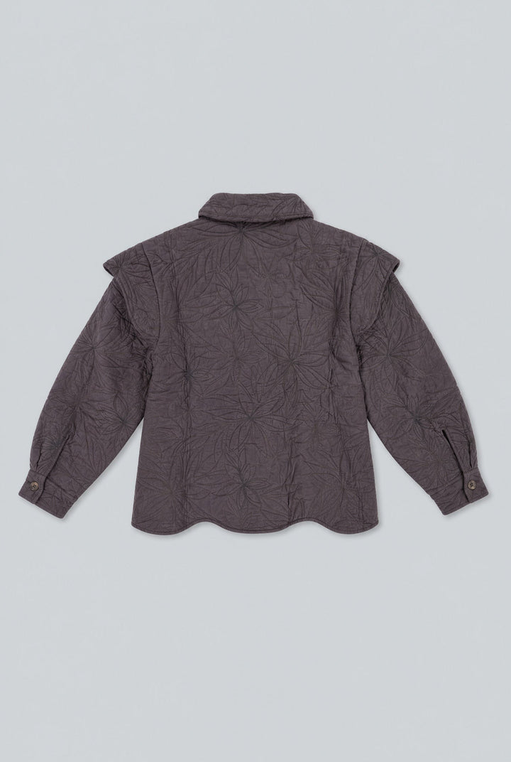 Quilted Floral Jacket - Brown