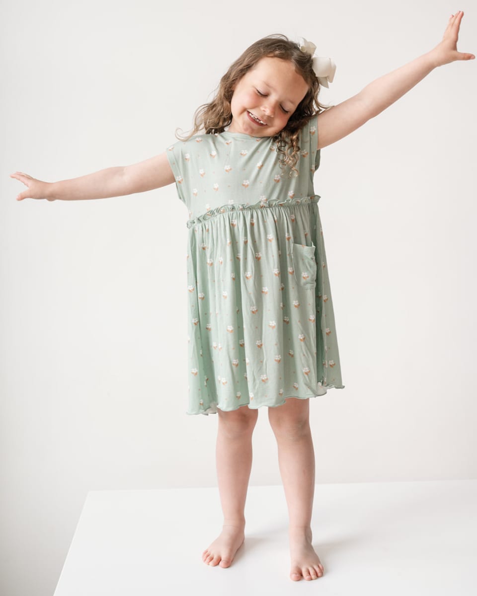 Emma Dress - Seafoam Floral
