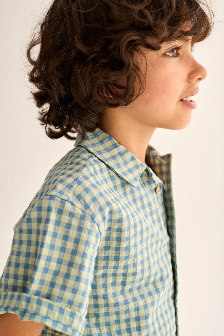 Blue Gingham Cotton Set