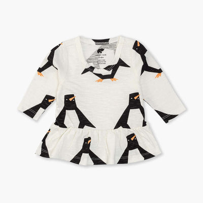 Long Sleeve Peplum Tee - Penguin Friends