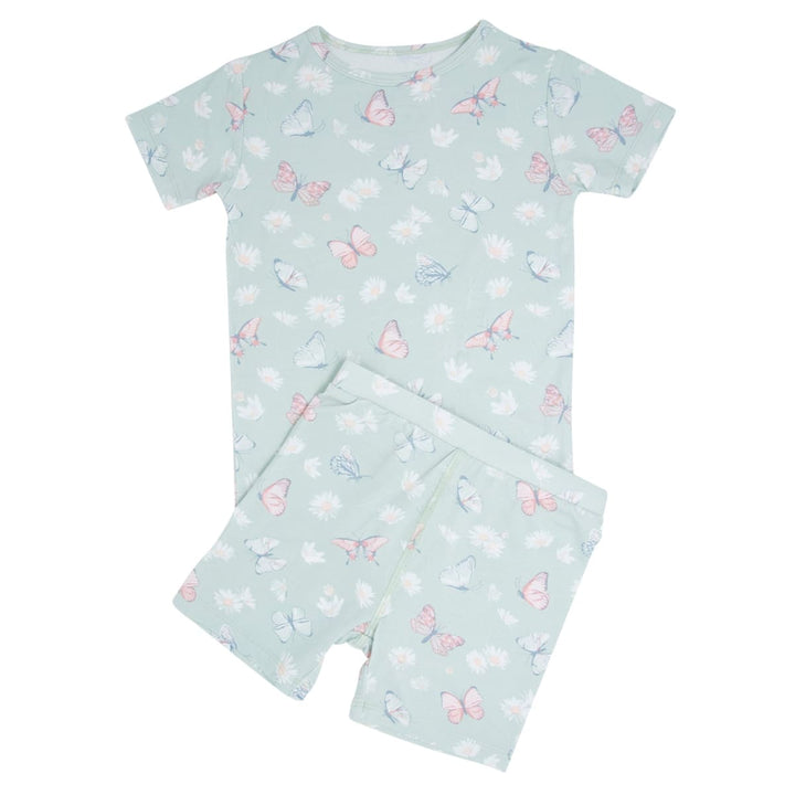 Butterfly Daisy Bamboo Summer Pajama Set - Butterfly Daisy Mint
