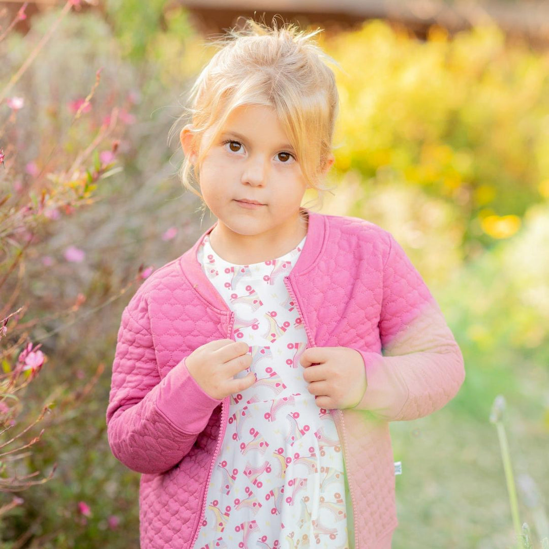French Terry Hearts Jacket - Dusty Rose