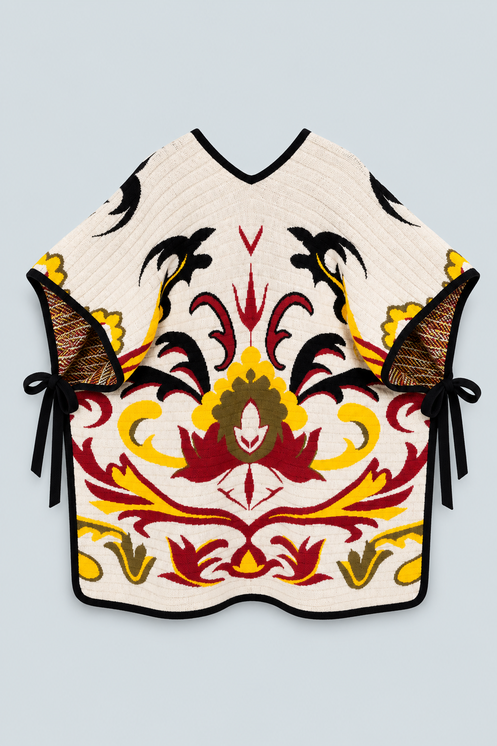 In My Power Knit Scarf Cape - Multicolor Ivory & Red
