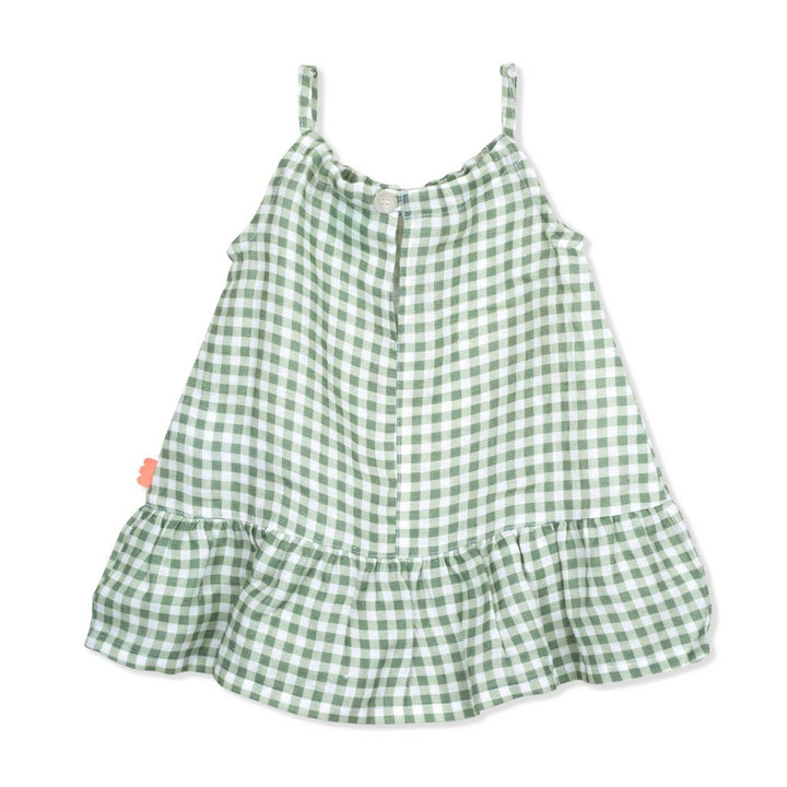 Gingham Kid Linen Dress - Sage Gingham