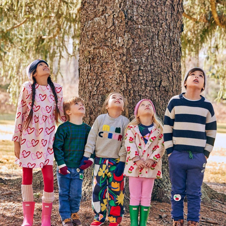 Recycled Cotton Hearts Baby Ruffle Dress - Festival Pink Hearts