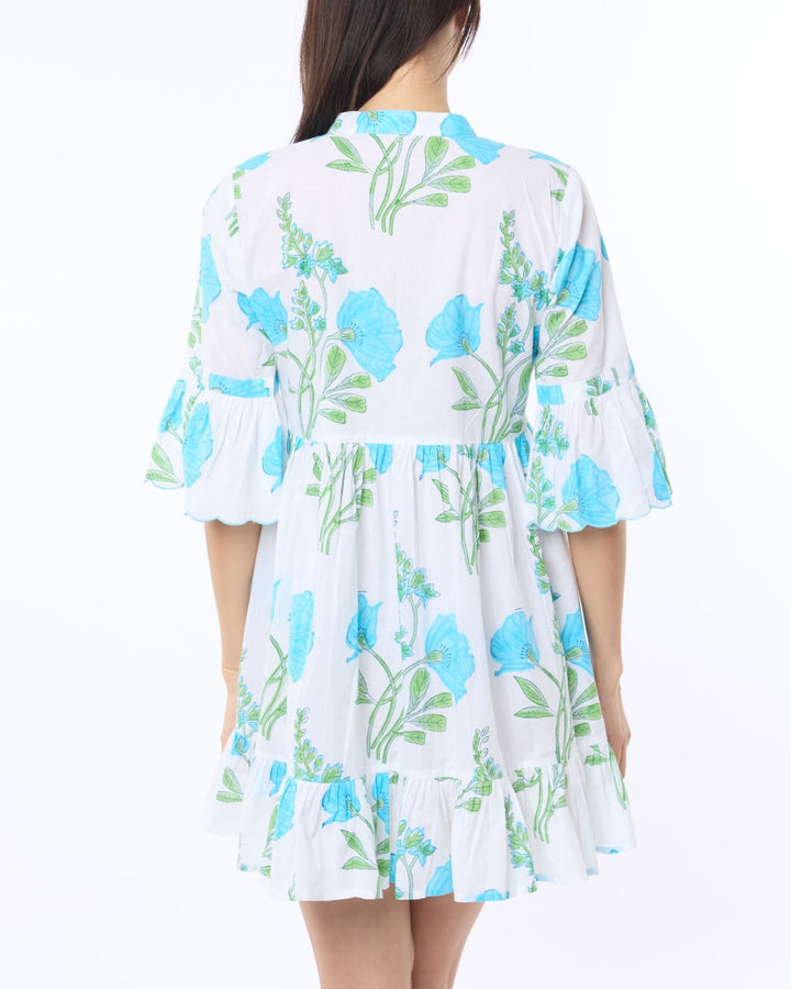 Mykonos Dress - Turquoise/White