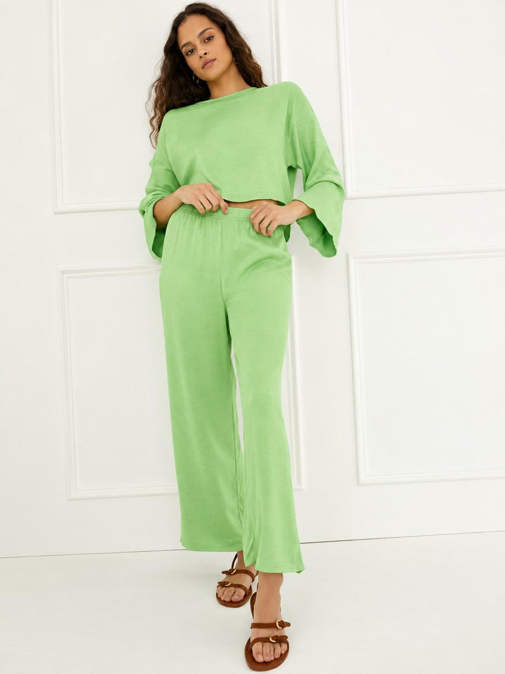 Silky Wide Leg Pants - Green