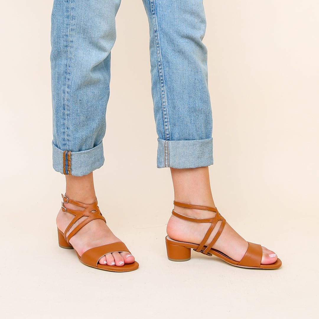 Cognac Sandal + Lozen Strap - Brown
