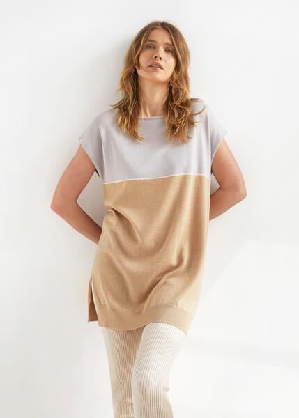 Summer Tee Dress - Camel/Mist
