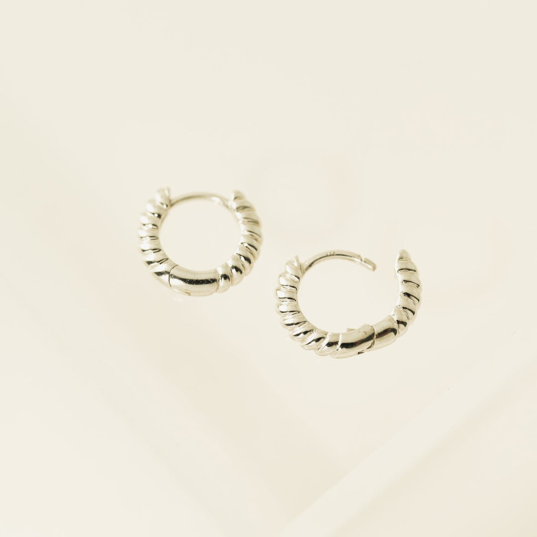 Twist Huggie Hoops - Silver