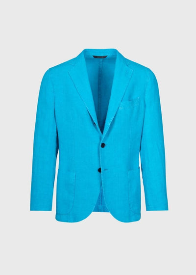 Linen Garment Dyed Jacket - Turquoise