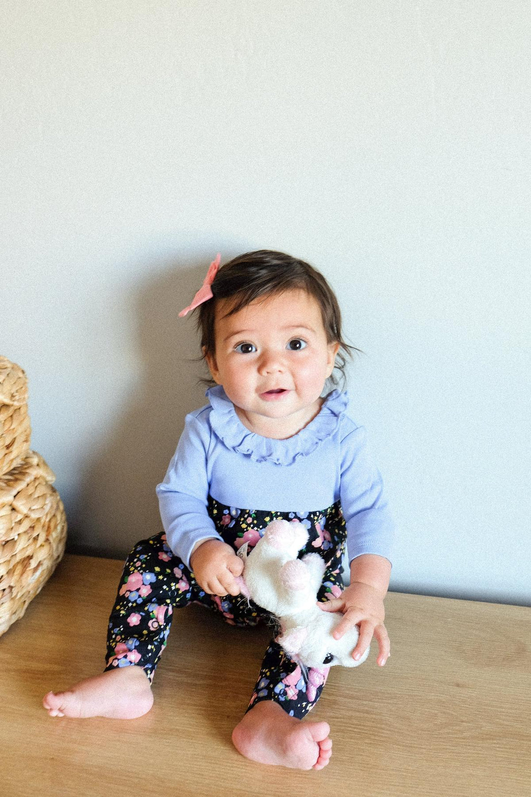 Ruffle Collar Baby Romper - Star Flower