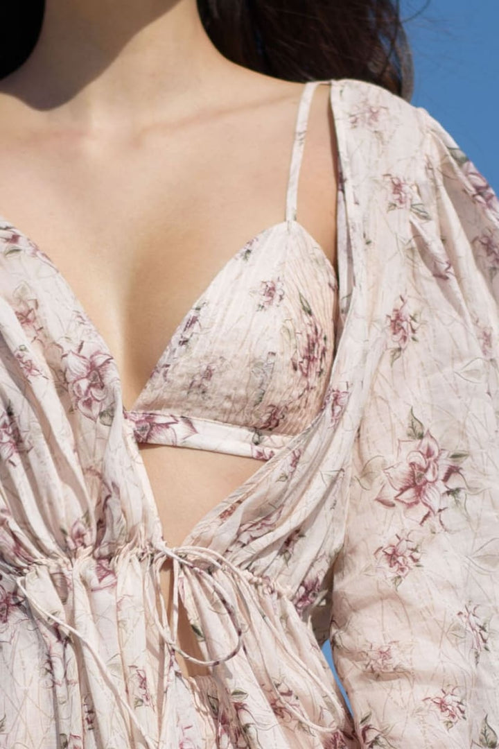 Elena Pintuck Ramie Bralette - Floral
