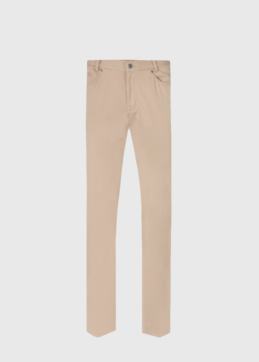 Five Pocket Satin Finish Cotton Pant - Khaki