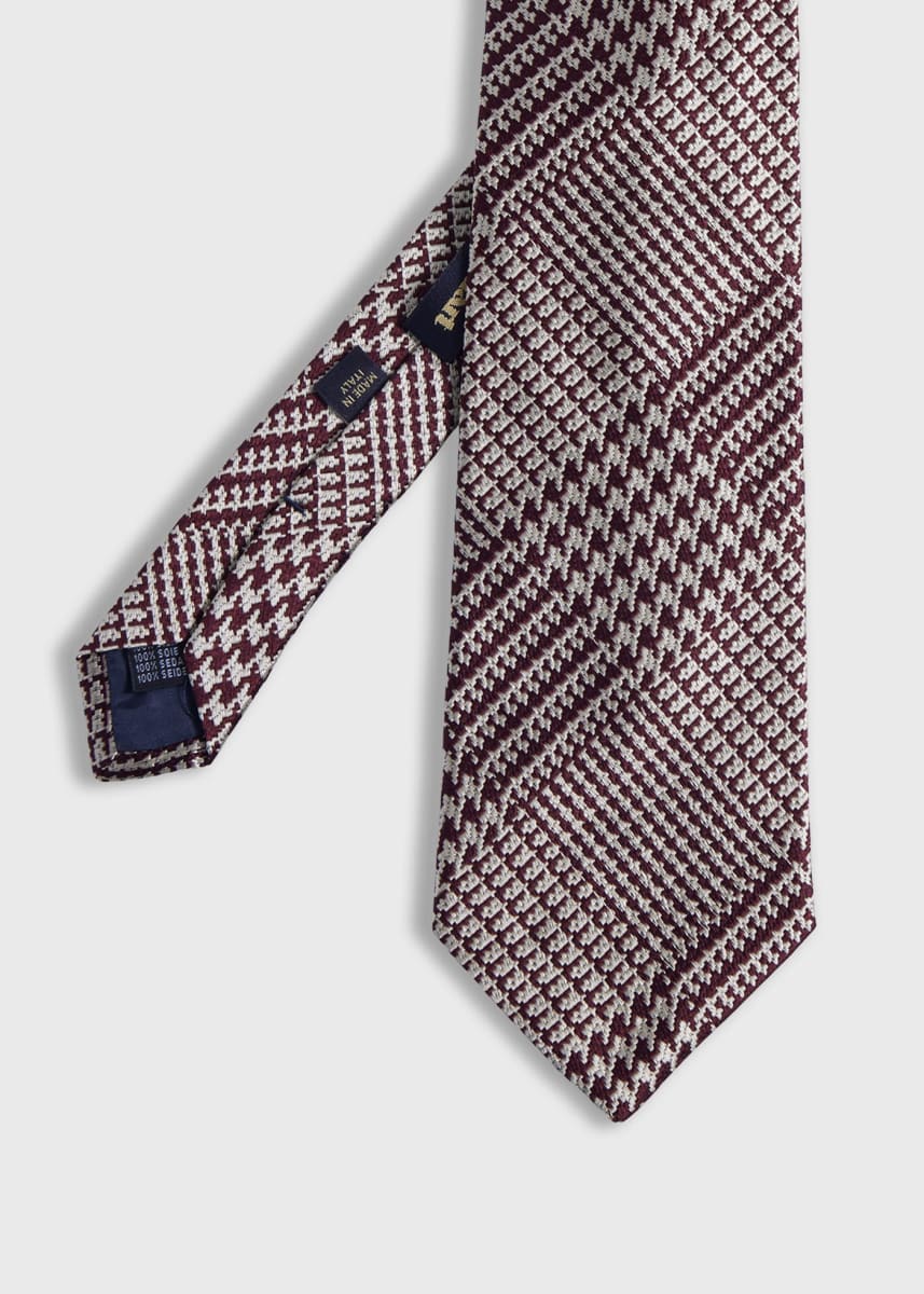 Woven Silk Glen Plaid Tie - Brown