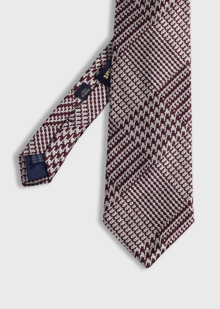 Woven Silk Glen Plaid Tie - Brown