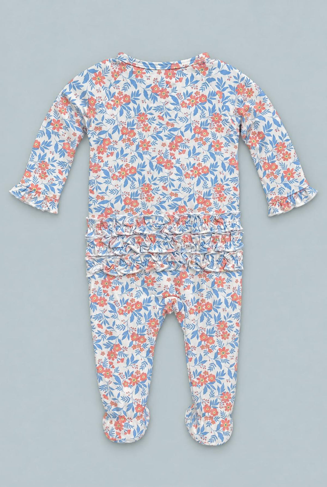 Ruffle Footie - Vintage Flower Pink