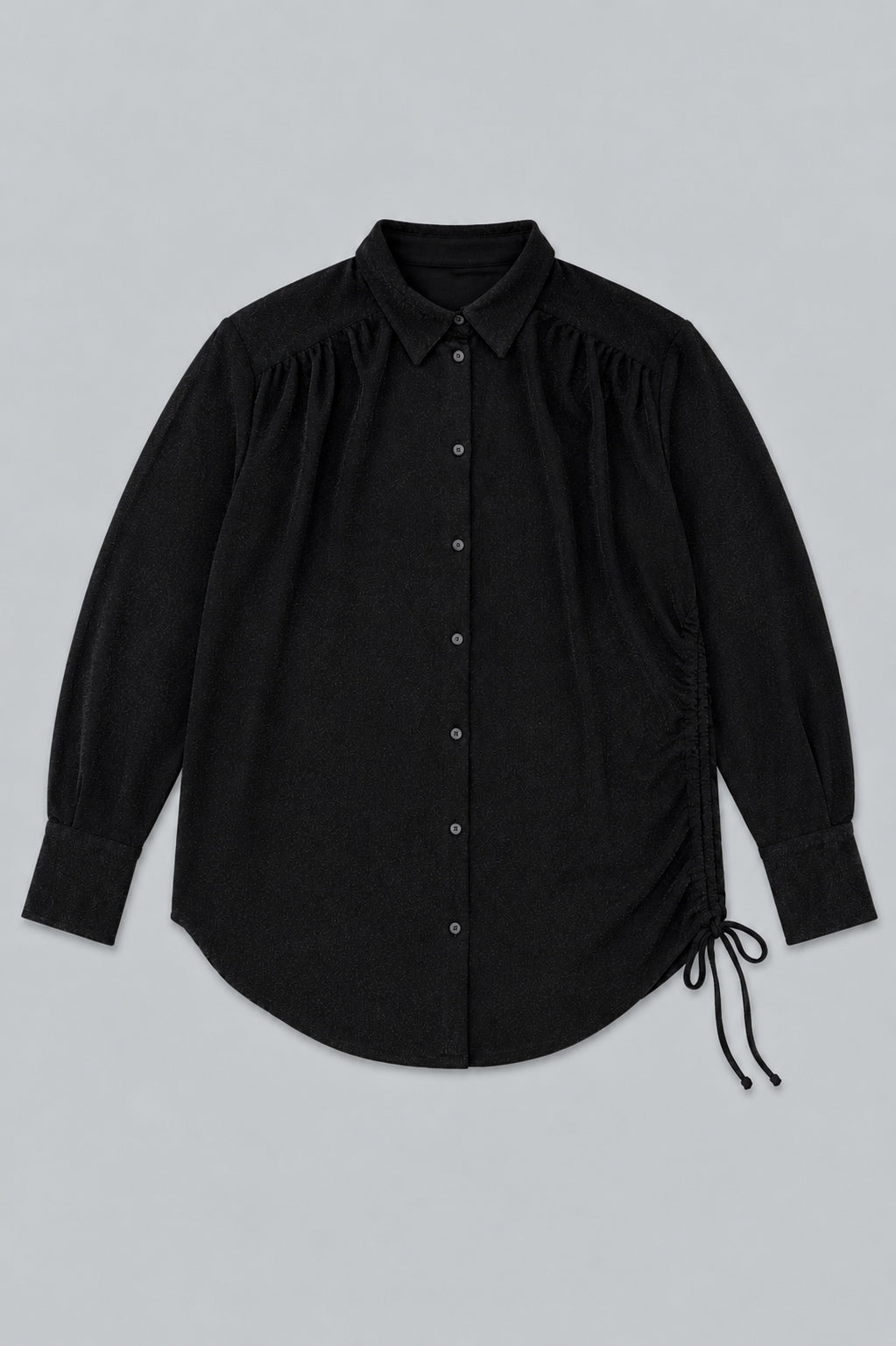 Lurex Tunic Button Up - Black