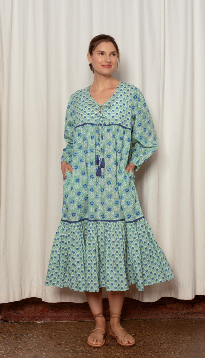 Evie Dress - Green and Blue Azalea