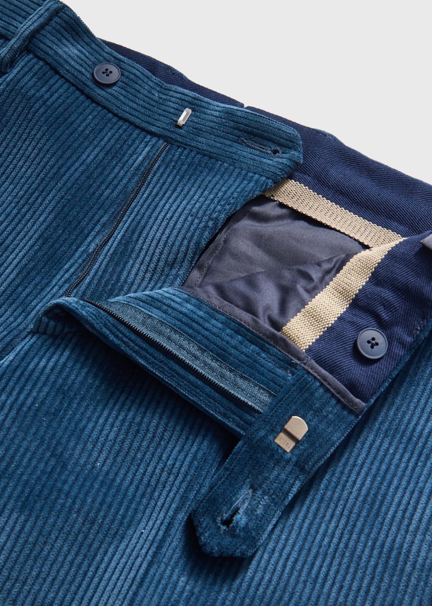 Suede Trimmed Corduroy Trouser - Royal Blue
