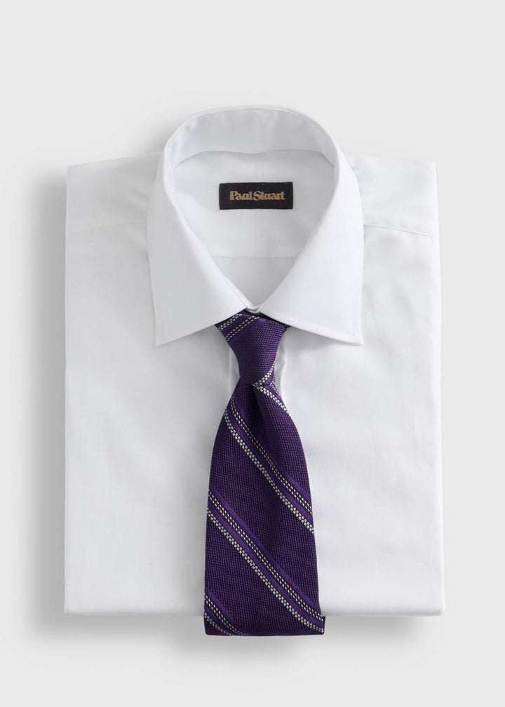 Silk Grenadine Stripe Tie - Purple