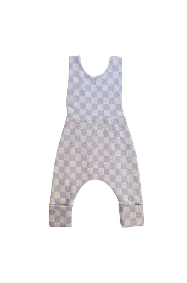 Grow With Me Overalls - Lavender Macaron Checkered