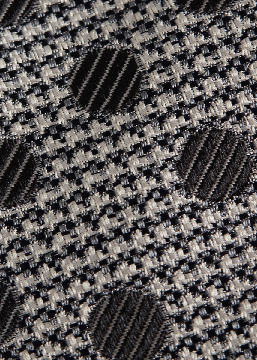 Circle and Houndstooth Silk Tie - Grey