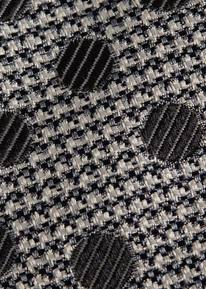 Circle and Houndstooth Silk Tie - Grey
