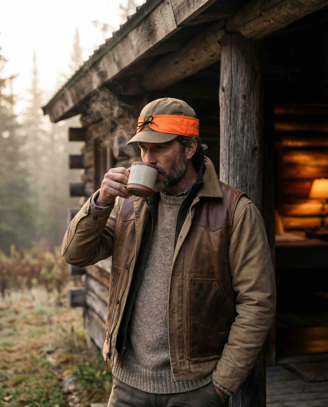 Waxed Cotton Cap - Sand/Blaze Orange