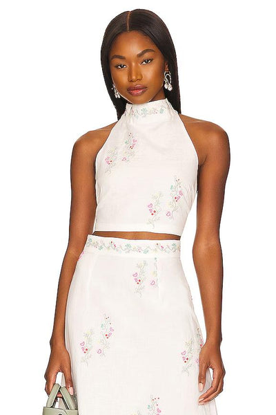 Embroidered Halter Top - Pastel/Multi