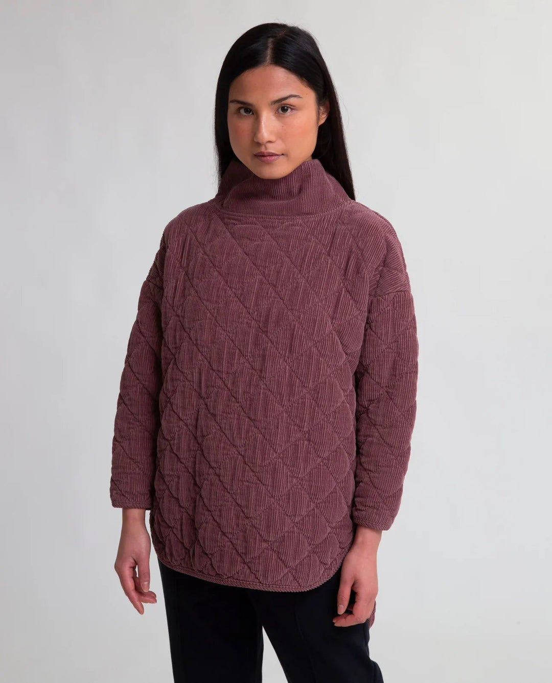 Grace Organic Cotton Cord Top - Mauve turtleneck Beaumont Organic 