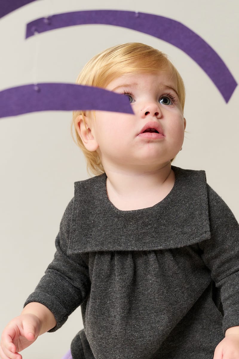Soft Knit Baby Dress - Dark Grey