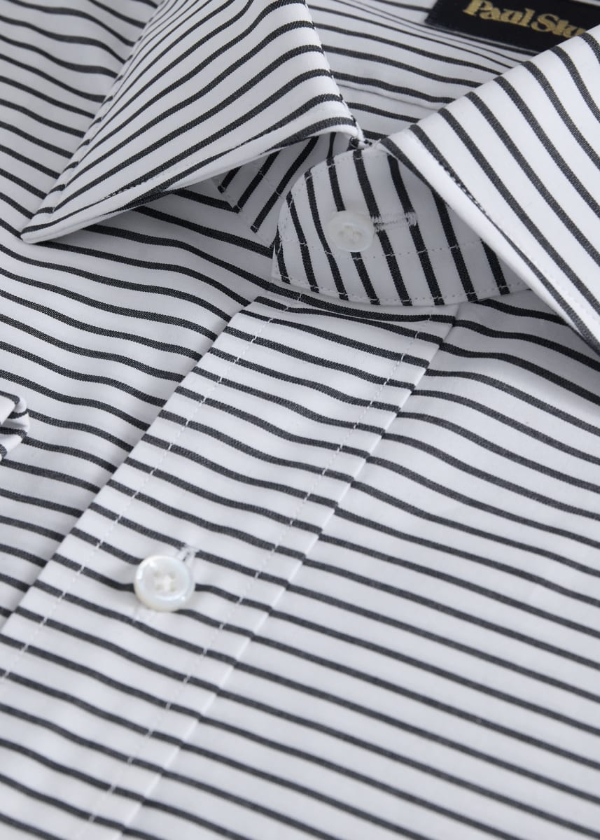 Horizontal Stripe Shirt - Black/White - Collared Shirt