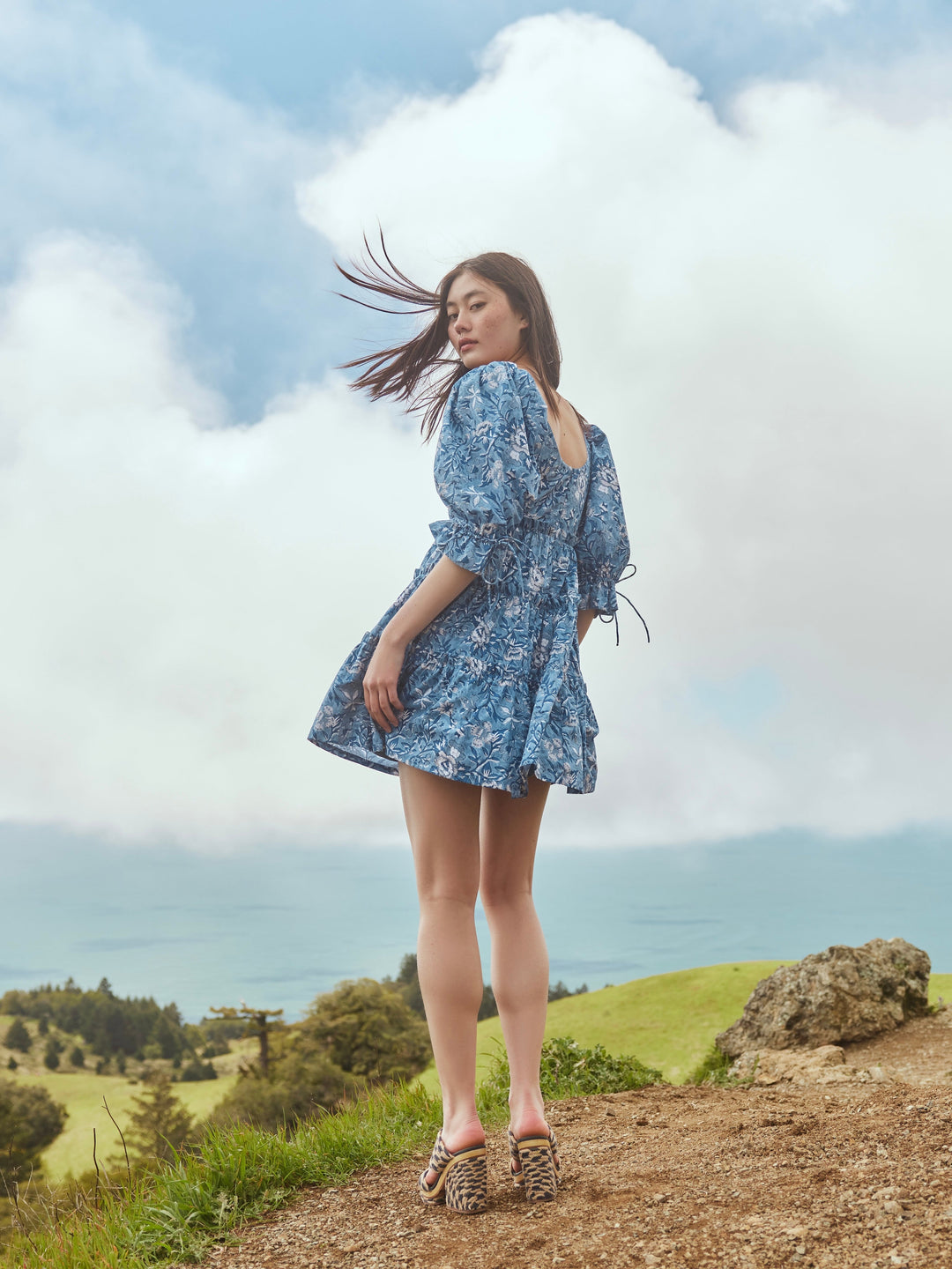 Julia Puff Sleeve Mini Dress - Ultramarine Floral