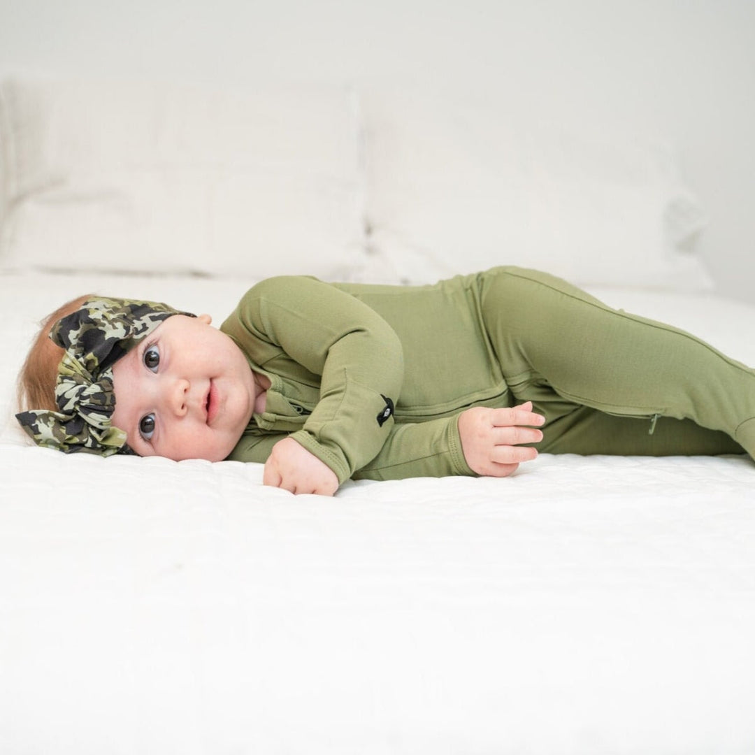Zipper Footie - Army Green