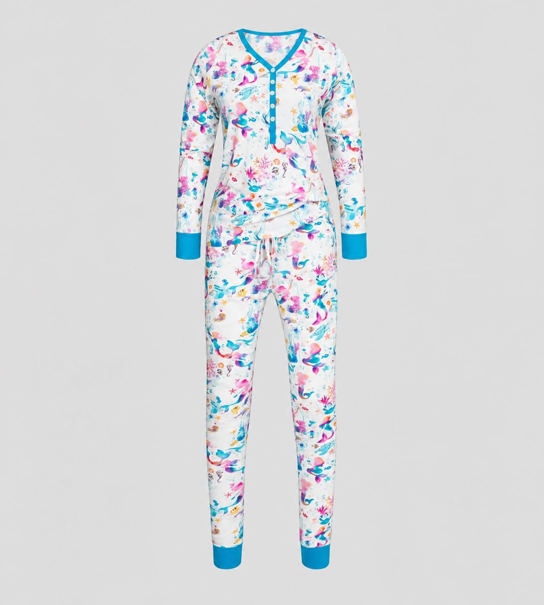 Women's Jogger/Henley Pajama Set - Mermaid