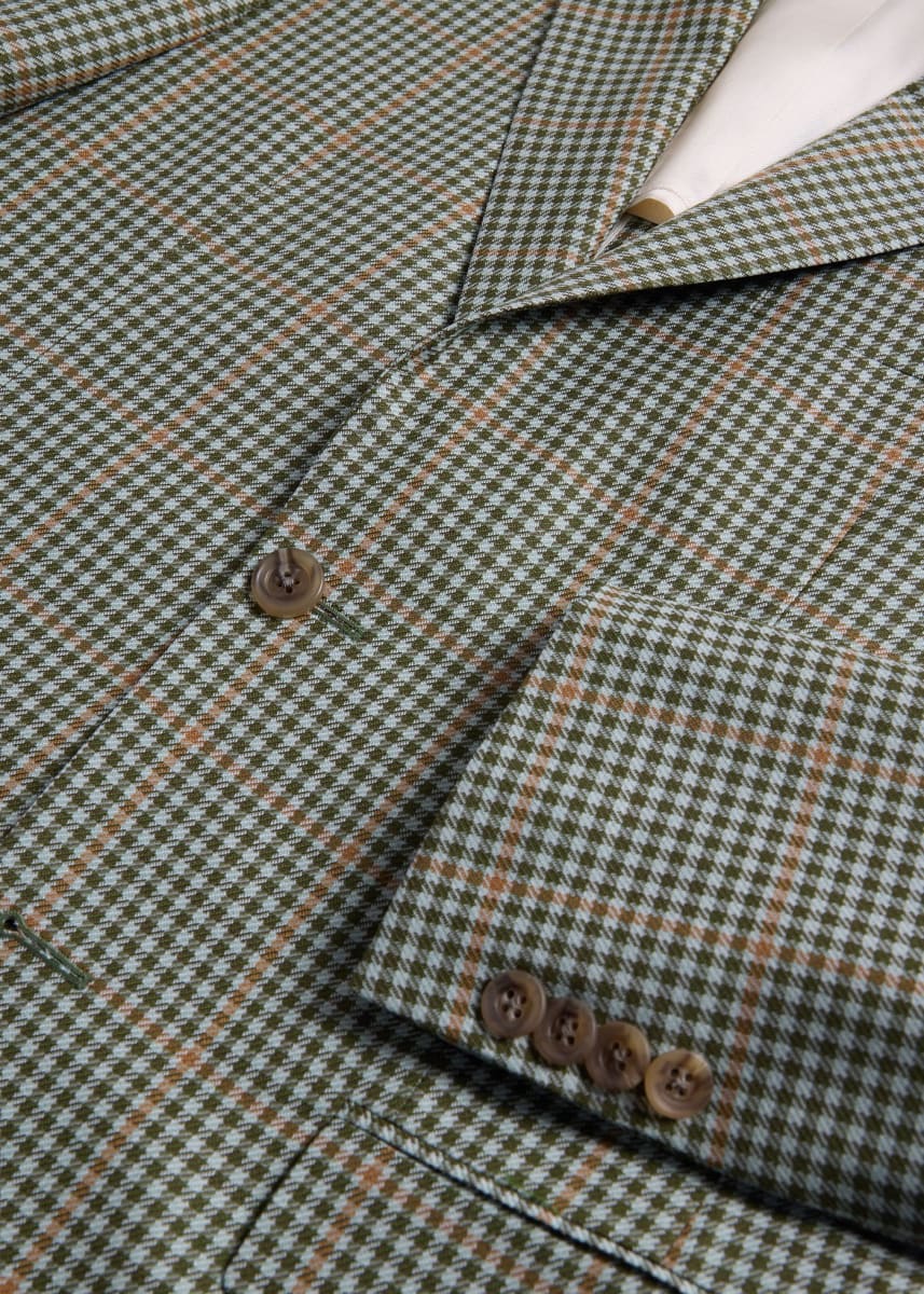 Super 140s Wool Plaid Jacket - Sage