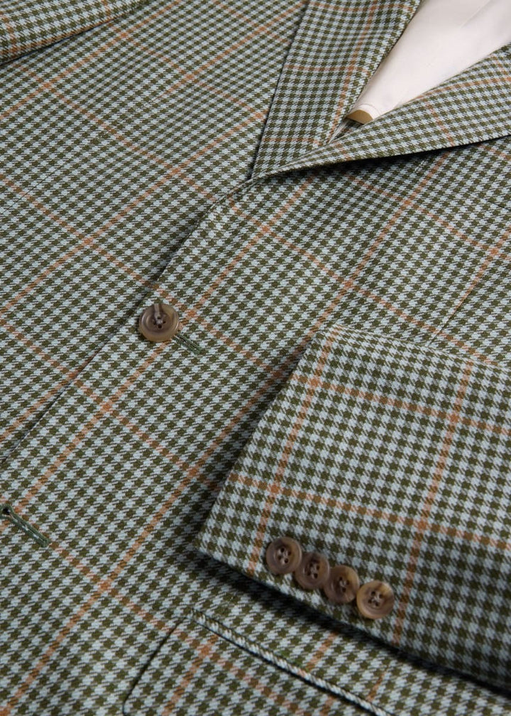 Super 140s Wool Plaid Jacket - Sage
